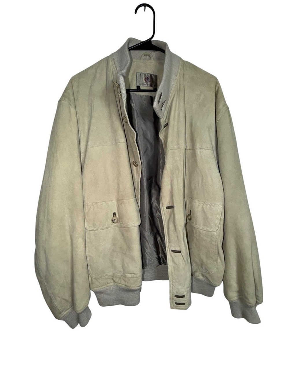 Vintage The Territory Ahead Genuine Leather Bomber Jacket Size L Tan Beige